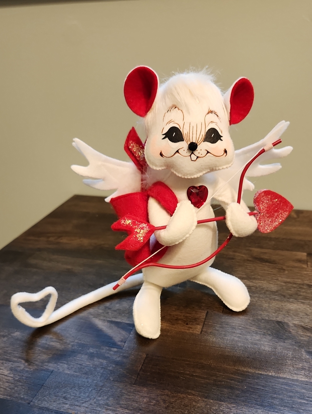 Annalee Cupid Mouse Plush with Heart Bow And Arrow